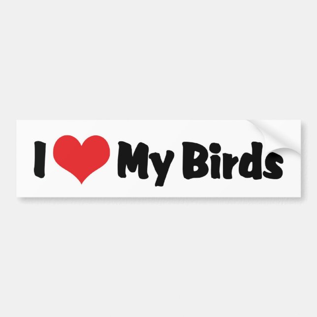 Autocollant De Voiture J'aime cœur Mes Oiseaux - Amoureux des Oiseaux (Devant)