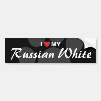 Autocollant De Voiture J'aime (coeur) mon blanc russe