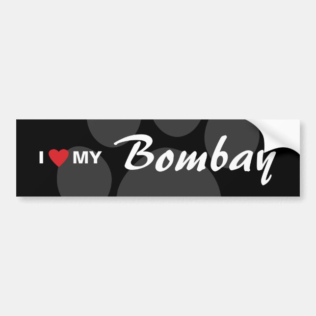 Autocollant De Voiture J'aime (coeur) mon Bombay (Devant)