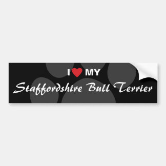 Autocollant De Voiture J'aime (coeur) mon bull-terrier du Staffordshire