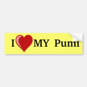 Autocollant De Voiture J'aime (coeur) mon chien de Pumi