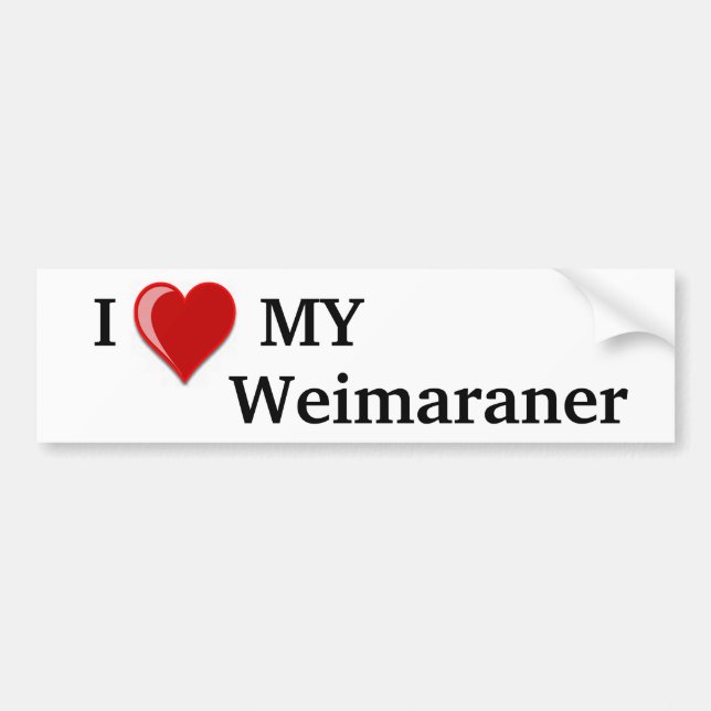 Autocollant De Voiture J'aime (coeur) mon chien de Weimaraner (Devant)