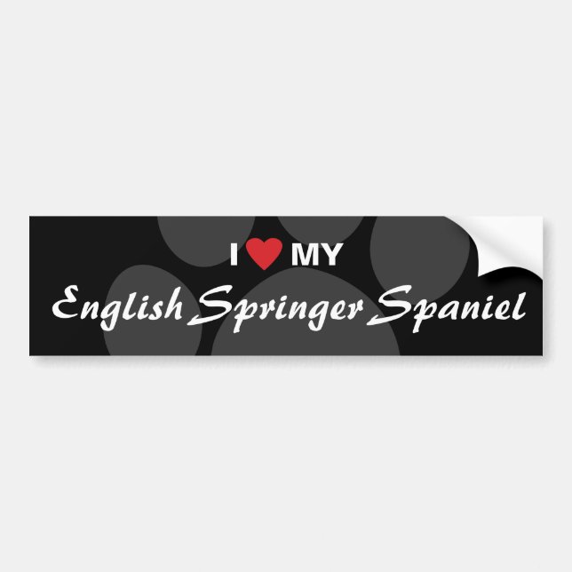 Autocollant De Voiture J'aime (coeur) mon épagneul de springer anglais (Devant)