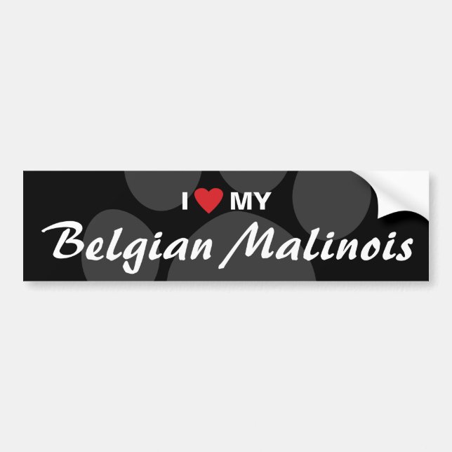 Autocollant De Voiture J'aime (coeur) mon Malinois belge (Devant)