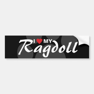 Autocollant De Voiture J'aime (coeur) mon Ragdoll