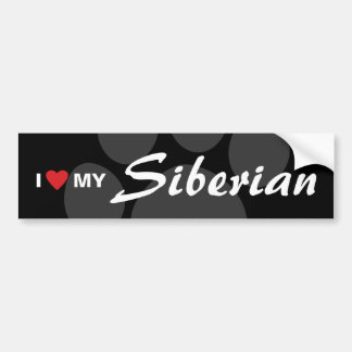 Autocollant De Voiture J'aime (coeur) mon Sibérien