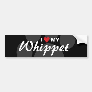 Autocollant De Voiture J'aime (coeur) mon whippet