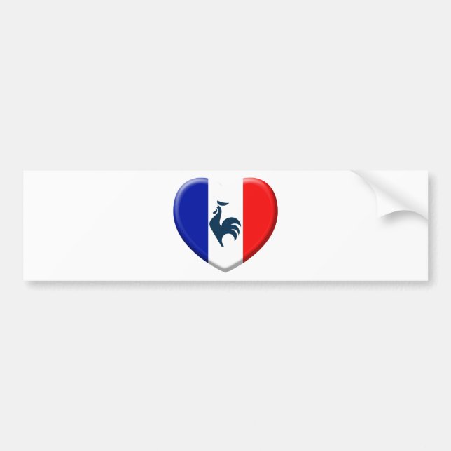 Autocollant De Voiture J'aime coq drapeau France (Devant)