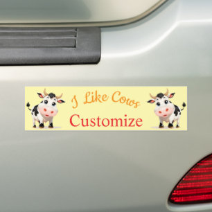 Autocollant De Voiture J'Aime Cows Art Thunder_Cove