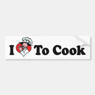 Autocollant De Voiture J'aime cuisiner avec cœur - Amateur de cuisine de