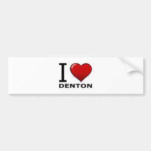 AUTOCOLLANT DE VOITURE J'AIME DENTON, TX - LE TEXAS