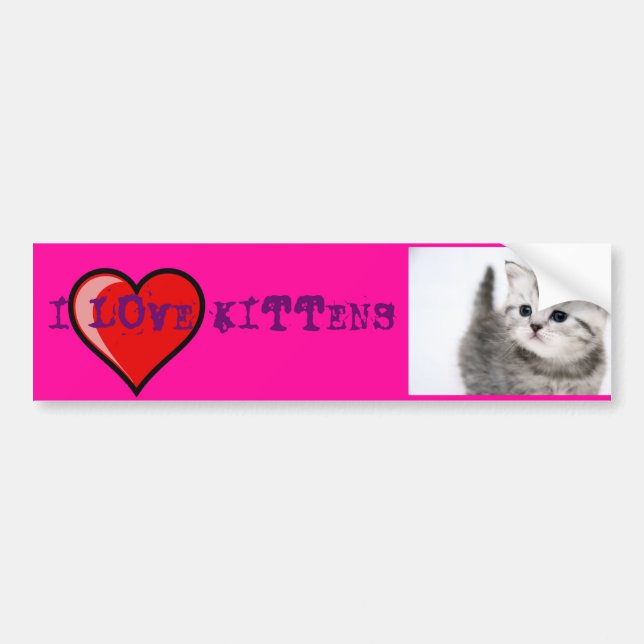 Autocollant De Voiture j'aime des chatons (Devant)