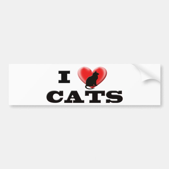 Autocollant De Voiture J'aime des chats (Devant)