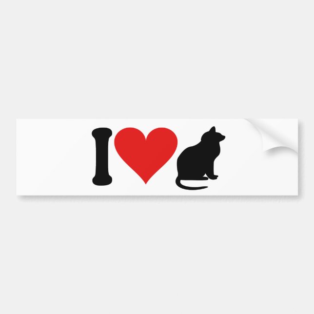 Autocollant De Voiture J'aime des chats * (Devant)