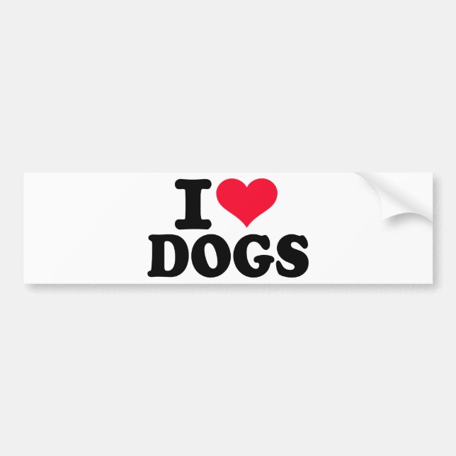 Autocollant De Voiture J'aime des chiens (Devant)