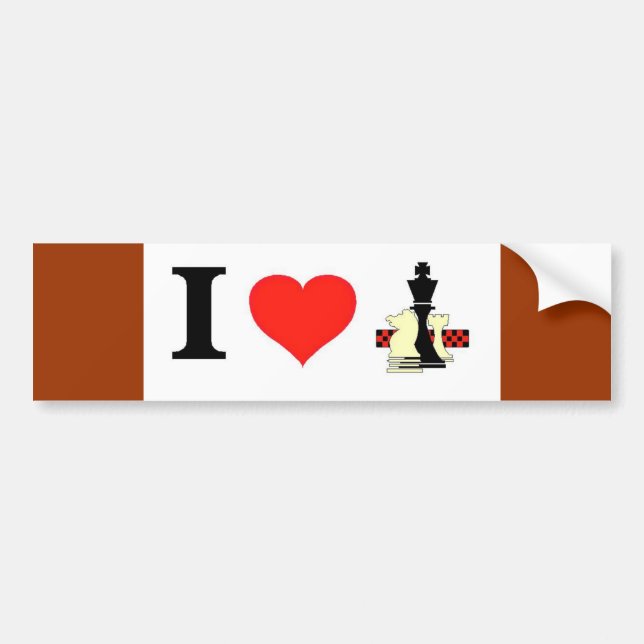 Autocollant De Voiture J'aime des échecs (Devant)