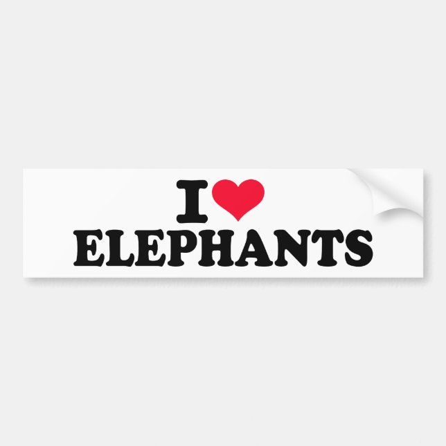 Autocollant De Voiture J'aime des éléphants (Devant)