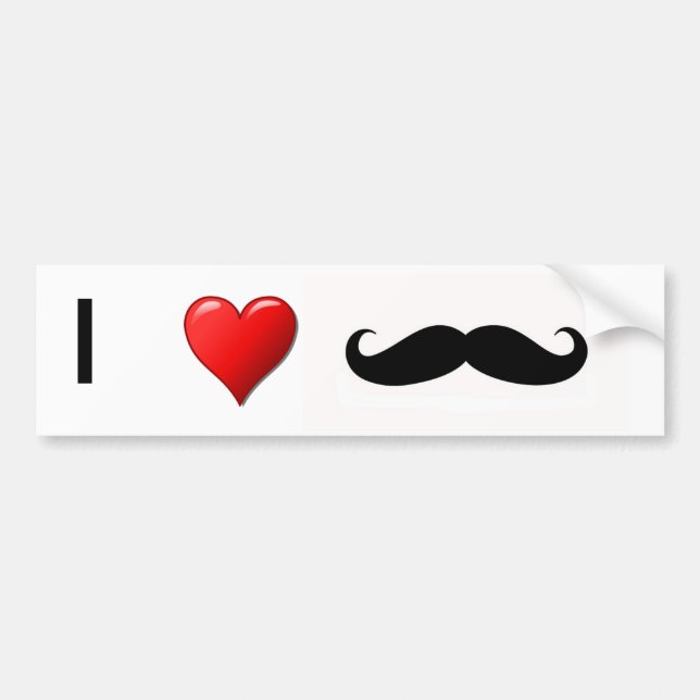 AUTOCOLLANT DE VOITURE J'AIME DES MOUSTACHES (Devant)