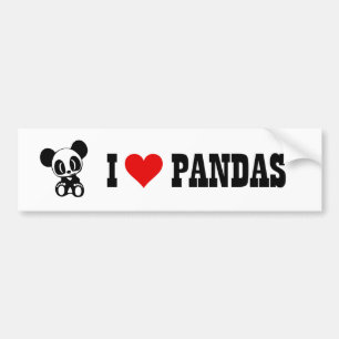 Autocollant De Voiture J'aime des pandas