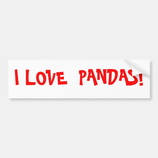 AUTOCOLLANT DE VOITURE J'AIME DES PANDAS ! (Devant)