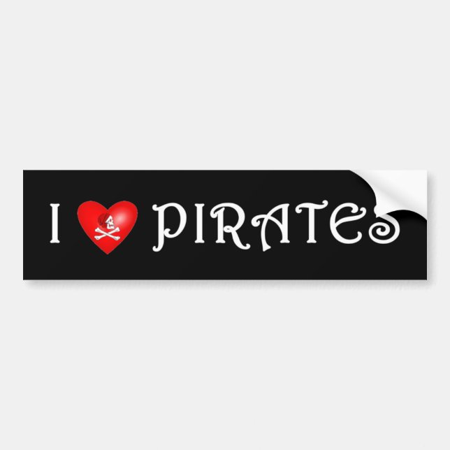 Autocollant De Voiture J'aime des pirates (3) (Devant)