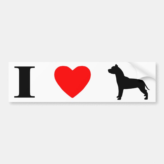 Autocollant De Voiture J'aime des pitbulls (Devant)