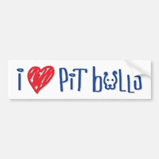 Autocollant De Voiture J'aime des pitbulls (Devant)