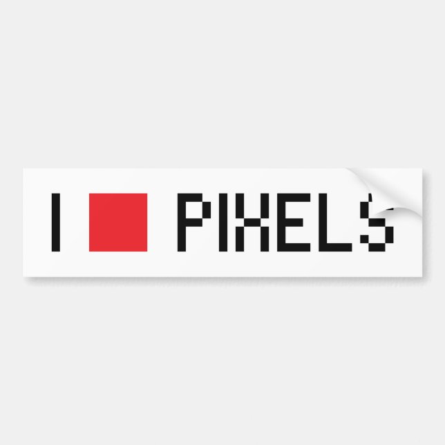 AUTOCOLLANT DE VOITURE J'AIME DES PIXELS (Devant)