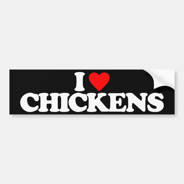 AUTOCOLLANT DE VOITURE J'AIME DES POULETS (Devant)