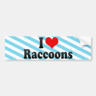 Autocollant De Voiture J'aime des ratons laveurs