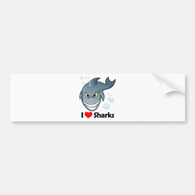 Autocollant De Voiture J'aime des requins (Devant)