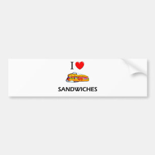 Autocollant De Voiture J'aime des sandwichs