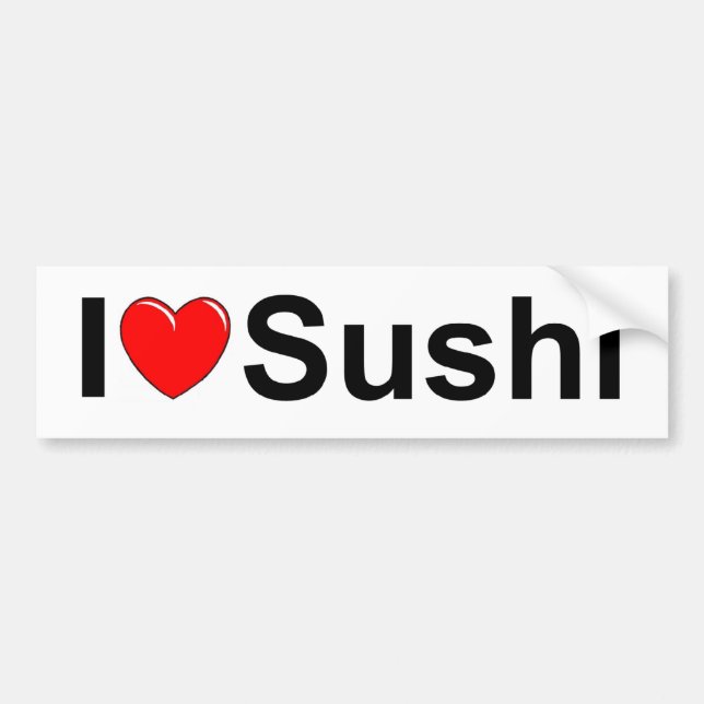Autocollant De Voiture J'aime des sushi (de coeur) (Devant)