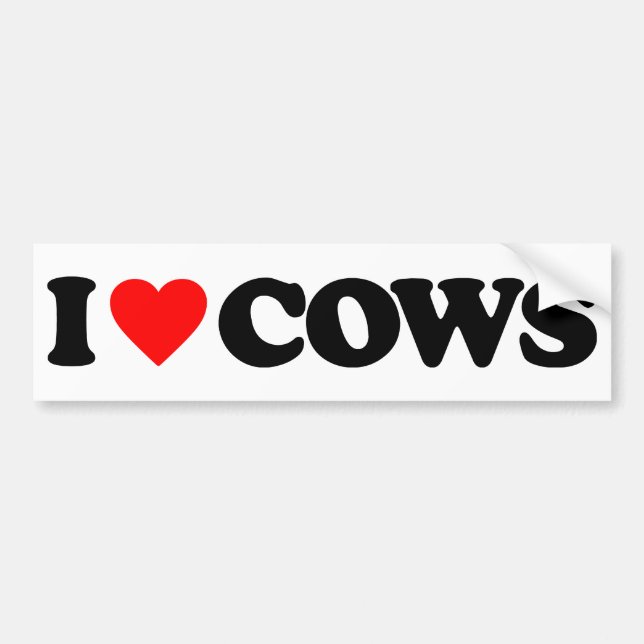 AUTOCOLLANT DE VOITURE J'AIME DES VACHES (Devant)