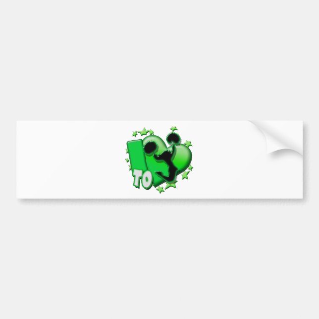 Autocollant De Voiture J'aime encourager (le vert) (Devant)