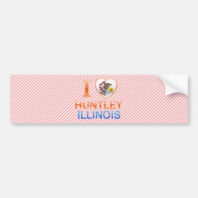 Autocollant De Voiture J'aime Huntley, IL (Devant)