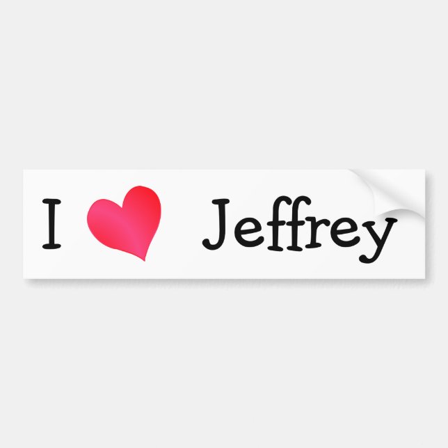 Autocollant De Voiture J'aime Jeffrey (Devant)
