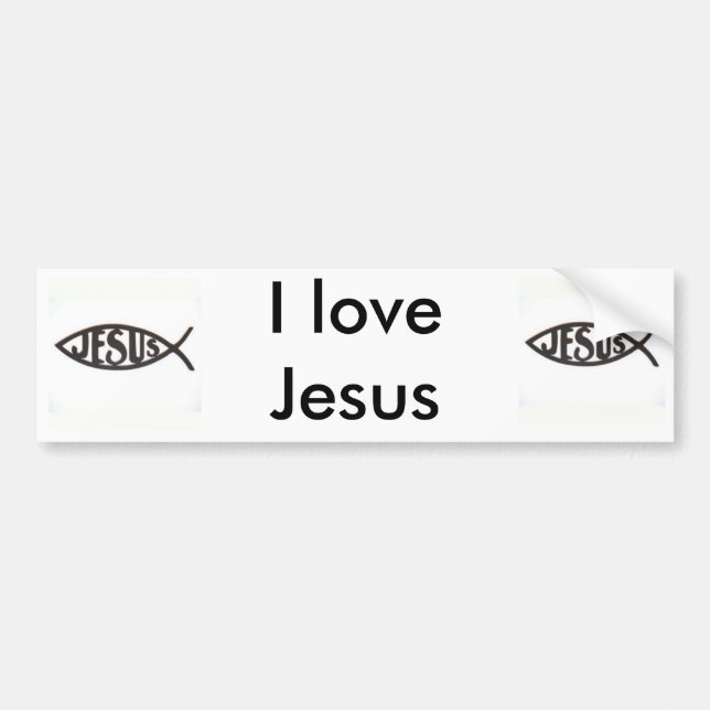 Autocollant De Voiture J'aime Jésus Bumpersticker (Devant)