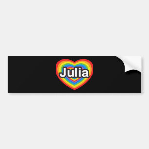 Autocollant De Voiture J'aime Julia. Je t'aime Julia. Coeur