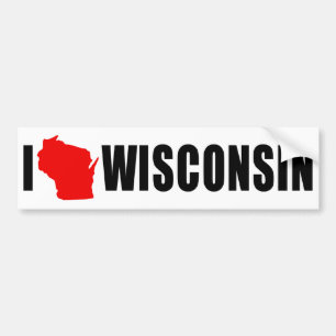 Autocollant De Voiture J'aime la forme du Wisconsin
