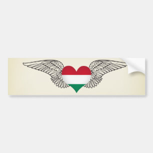 Autocollant De Voiture J'aime la Hongrie - ailes