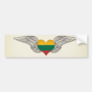 Autocollant De Voiture J'aime la Lithuanie - ailes