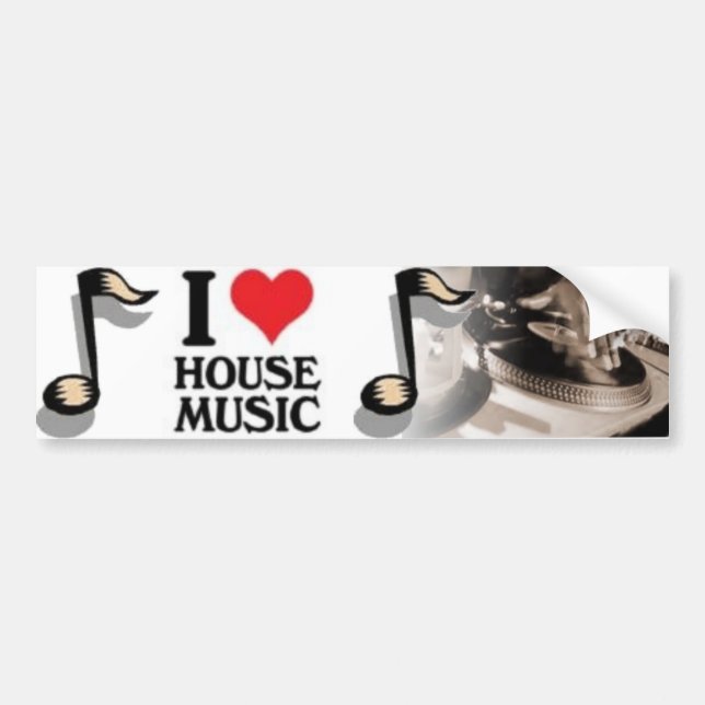 Autocollant De Voiture J'aime la musique house (Devant)