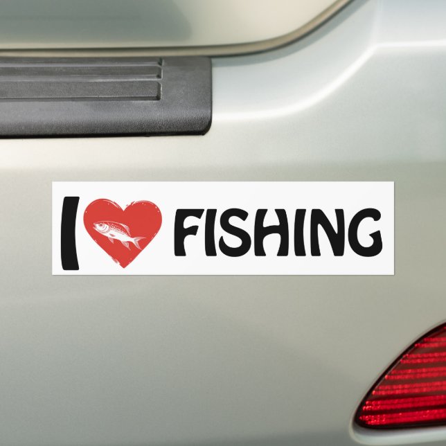 Autocollant De Voiture J'aime la pêche (En voiture)