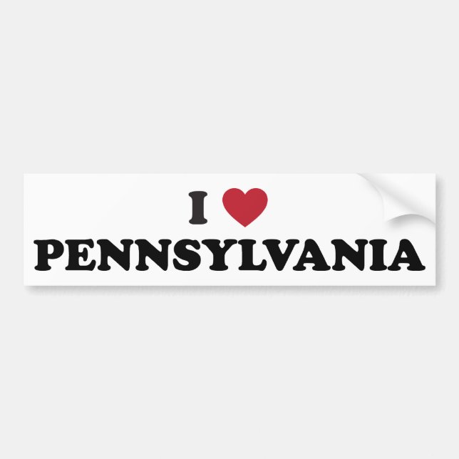 Autocollant De Voiture J'aime la Pennsylvanie (Devant)