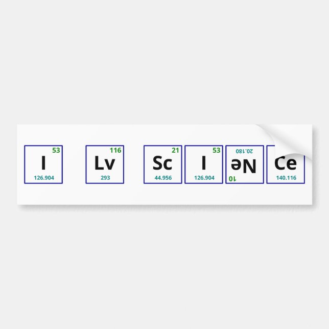 Autocollant De Voiture J'aime la Science (Devant)