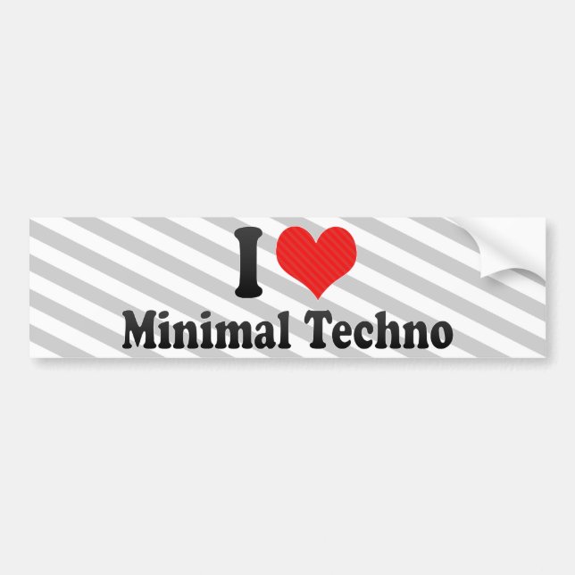 Autocollant De Voiture J'aime la techno minimale (Devant)