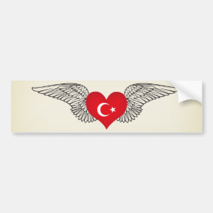 Autocollant De Voiture J'aime la Turquie - ailes