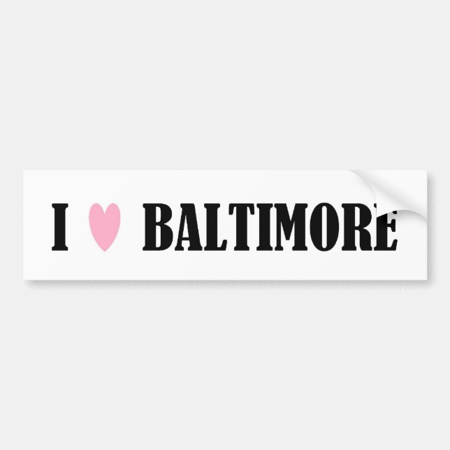 Autocollant De Voiture J'aime l'adhésif pour pare-chocs de Baltimore (Devant)