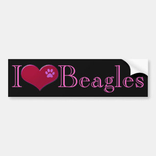 Autocollant De Voiture J'aime l'adhésif pour pare-chocs de beagles